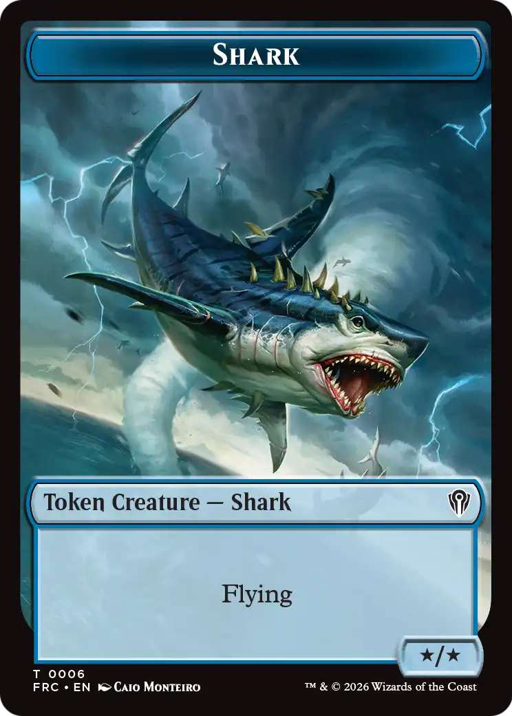 Warrior // Shark Double-Sided Token [Reality Fracture Commander Tokens]