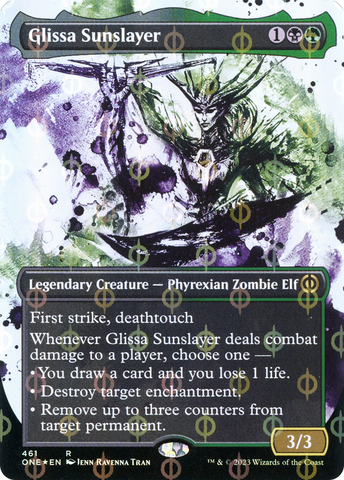 Glissa Sunslayer (Borderless Ichor Step-and-Compleat Foil) [Phyrexia: All Will Be One]
