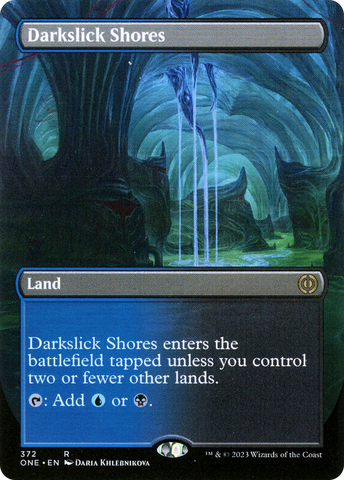Darkslick Shores (Borderless Alternate Art) [Phyrexia: All Will Be One]